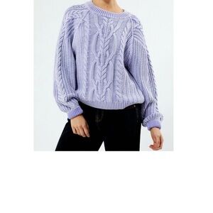 Free People Frankie Cable Knit Sweater- Heavenly Lavender